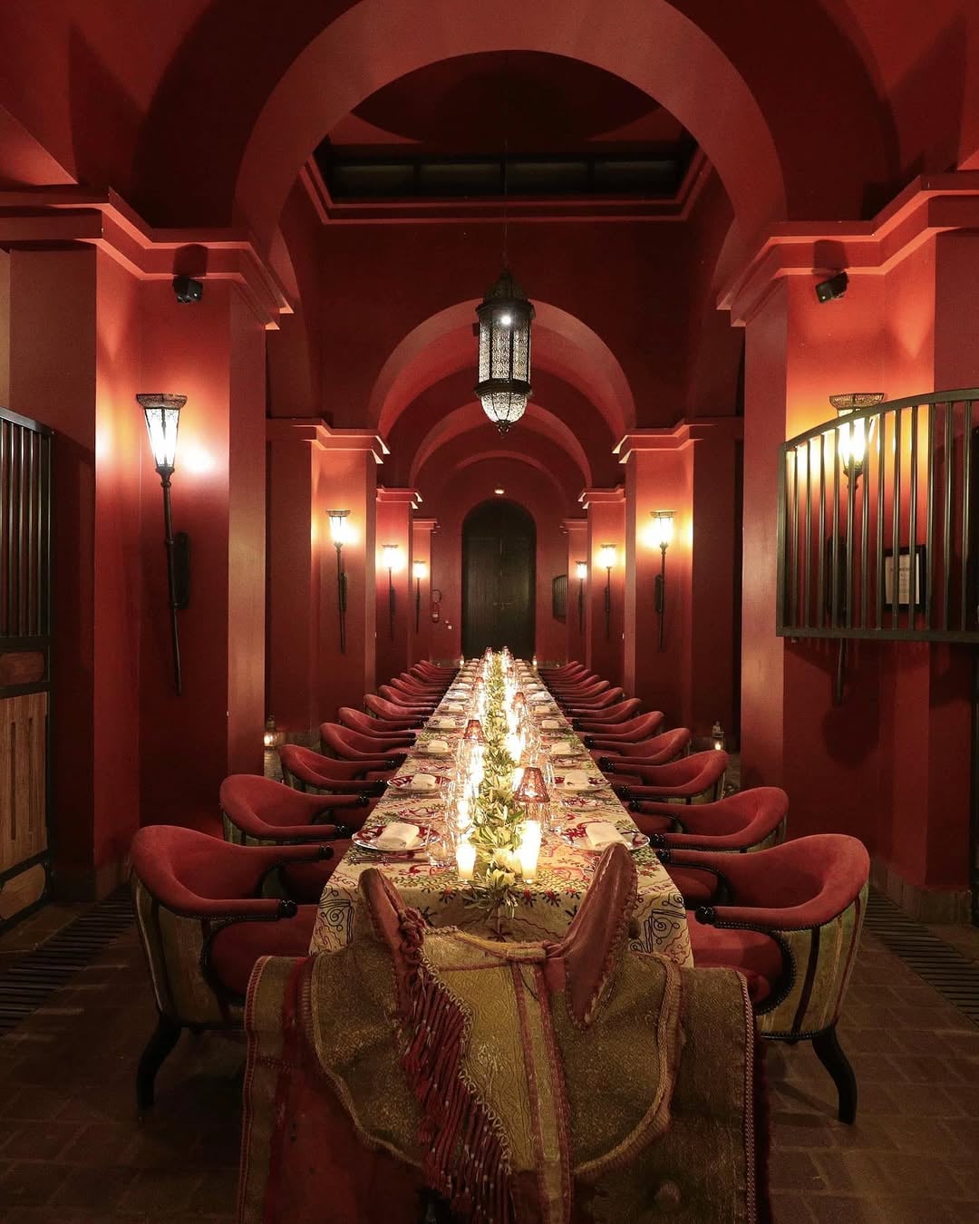 The dinner table in the stables