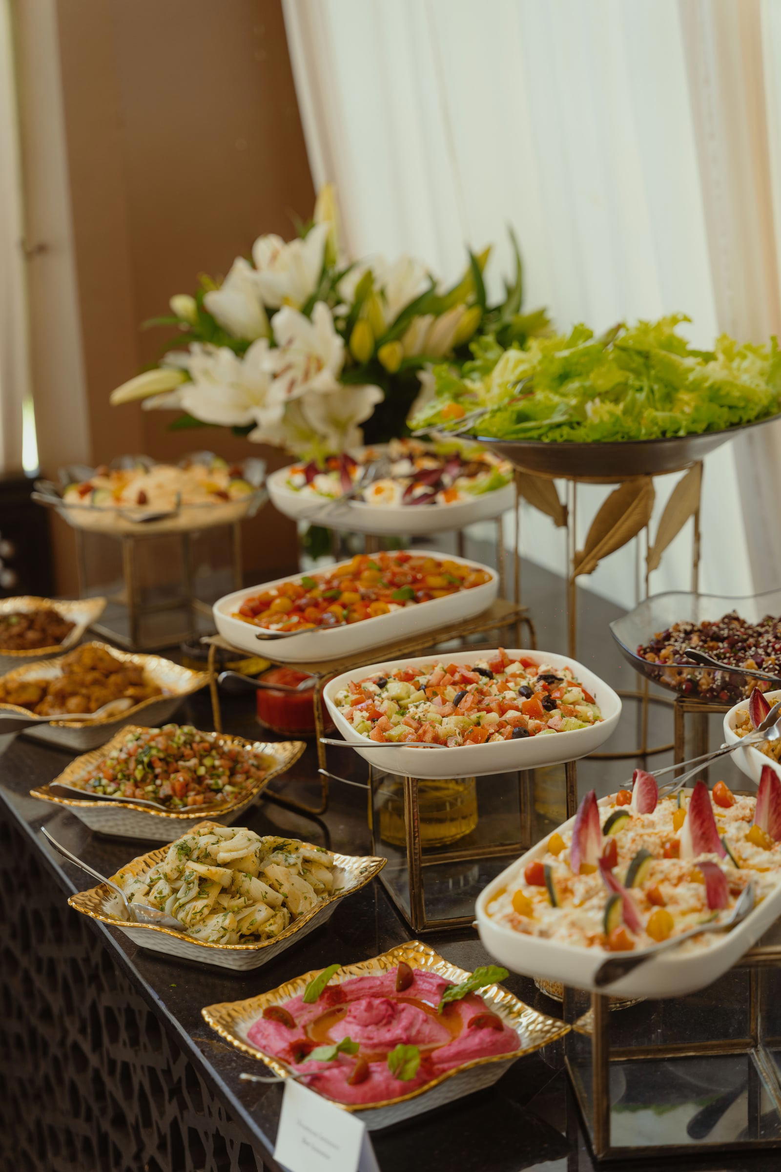 Salads and starters on the buffet
