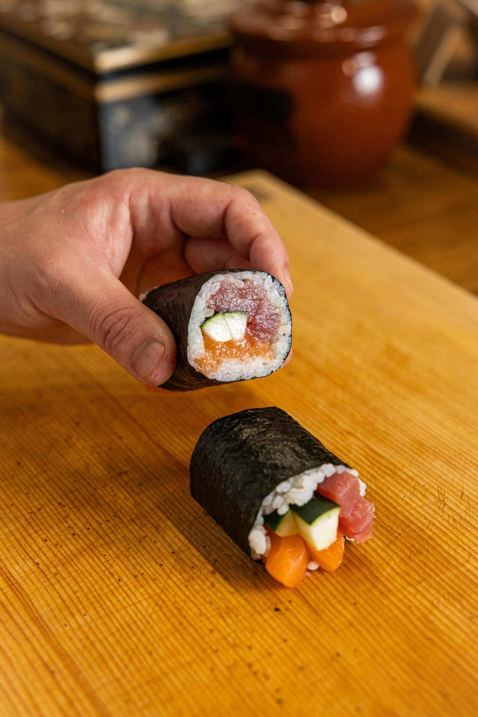 Chef Shoki Yokoyama rolling maki at the IKI counter. Credit Joanne Poinsignon