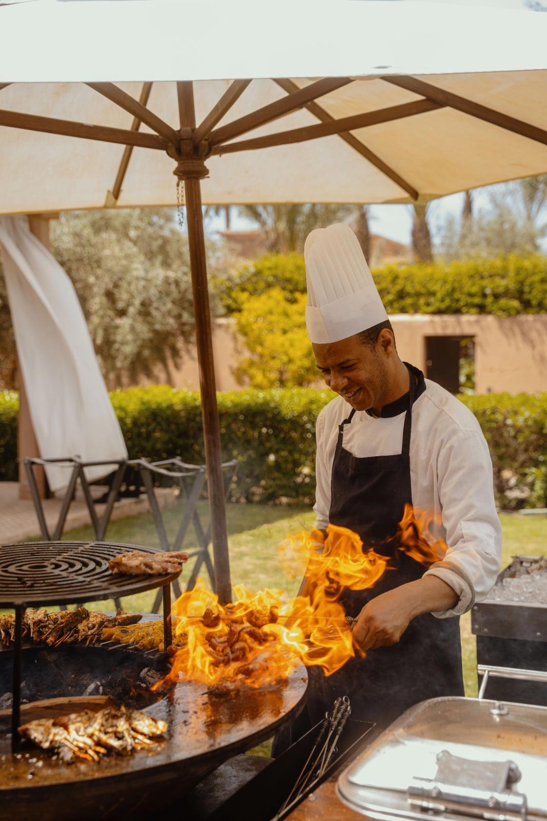 A chef at the grill