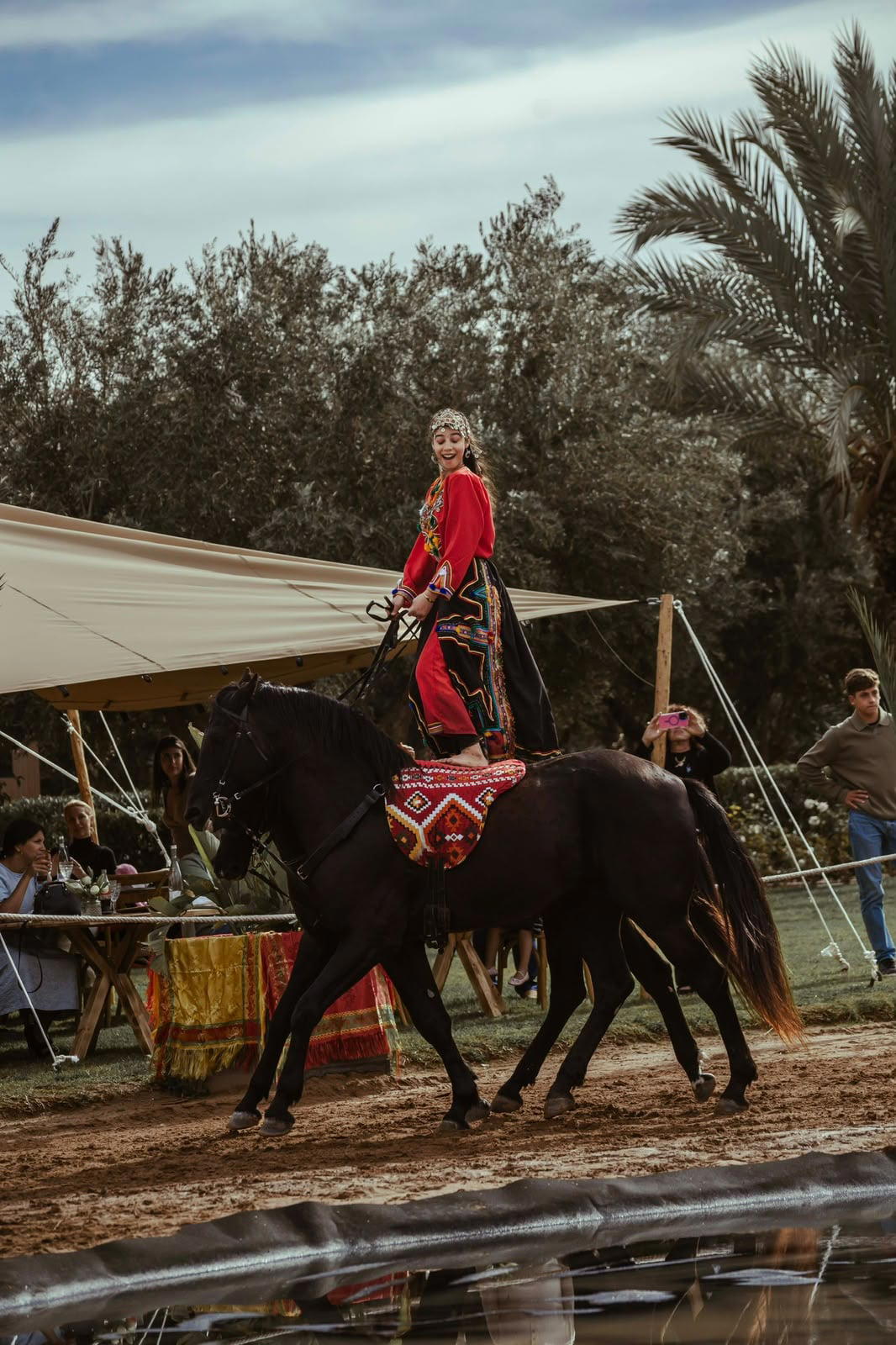 A rider in red during the show