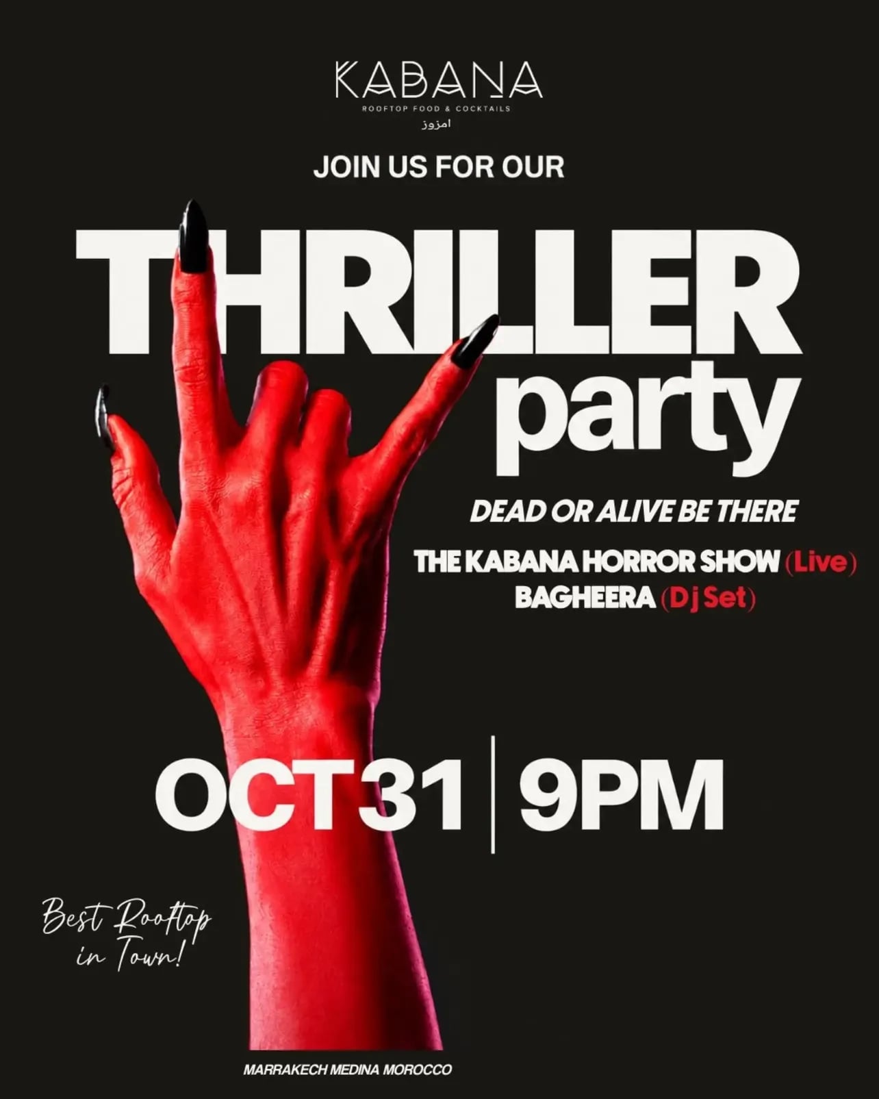 Thriller Party at Kabana Rooftop, Marrakech